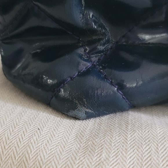 Authentic Chanel In The Business Flap Bag Quilted Patent Vinyl Maxi - Picture 6 of 16